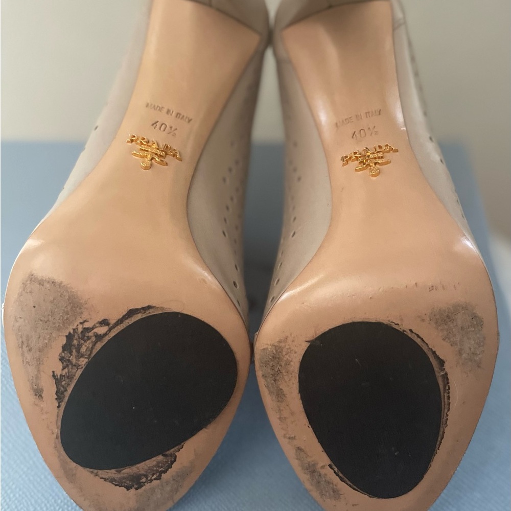 Prada Beige Perforated Ankle Booties - Picture 6 of 10